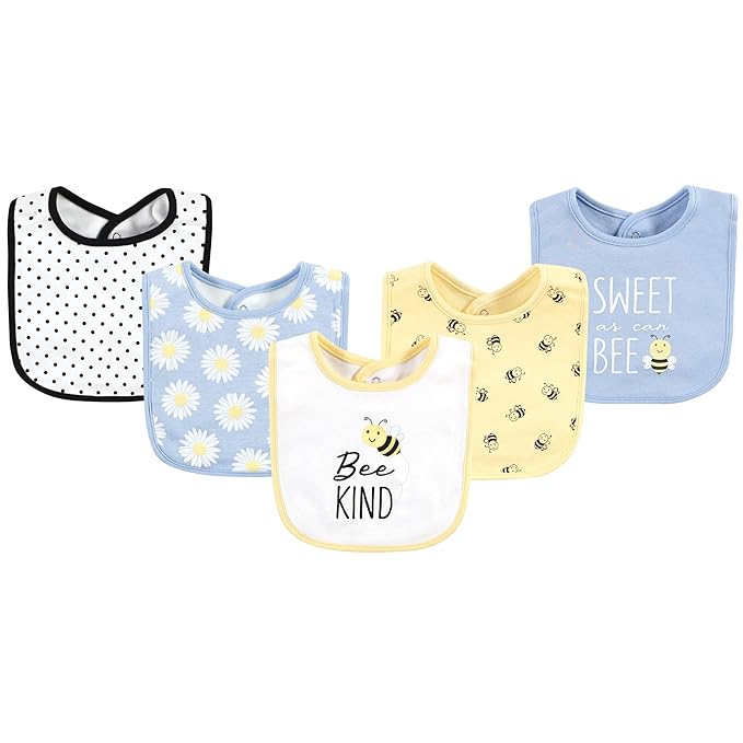Hudson Baby Unisex Baby Cotton Bibs, Bee Kind, One Size