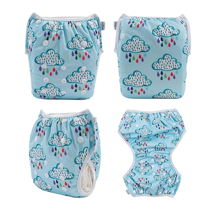 Babygoal Baby Girl and Boy Swim Diapers, Reusable Adjustable Washable One Size Fits 0-8M Baby Gifts and Swimming Lessons 3 Pack 3SD25