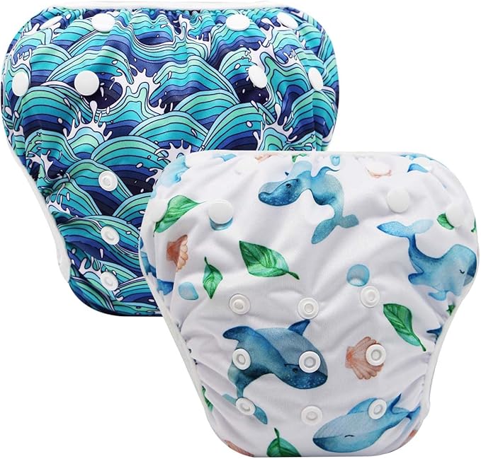 storeofbaby Reusable Swim Diapers Covers Waterproof Swimming Pants for 8-36lbs Unisex Baby Pack of 2
