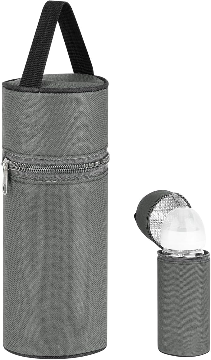 Beautyflier Insulated Baby Bottle Tote Bags, Portable Breastmilk Baby Bottle Cooler Storage, Travel Carrier Bag for Dr. Brown’s Natural Narrow Baby Bottles 2oz, 4oz, 8oz, 9oz (Gray)