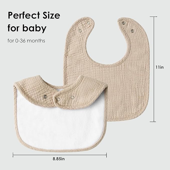 Muslin Baby Bibs for Boys Girls, Soft Cotton Baby Drool Bibs, Drooling and Teething Bibs for Infant, Newborn