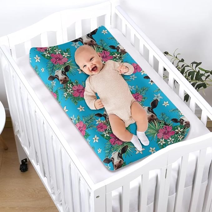 Milkcow Changing Pad Cover for Baby Comfort Diaper Change Table Pad Covers Soft Breathable Flower Changing Pad Sheets Cover