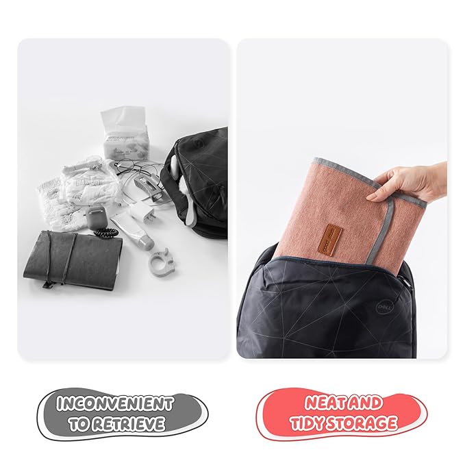 Portable Diaper Changing Pad, Large Foldable Baby Travel Changing Mat with Storage Pocket for Wipes & Diapers, for Nursery, Car, Outdoor Use (Park, Beach)