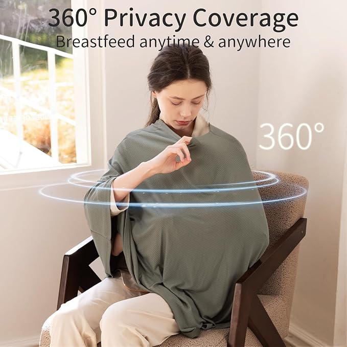 BubblePanda Rayon Made from Bamboo Nursing Cover for Baby Breastfeeding,360° Full Privacy Soft & Breathable Breastfeeding Covers Up for Women,Machine Washable Nursing Shawl,Stretchy Carseat Cover
