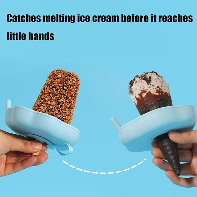 PandaEar 4 Pack Popsicle Holder for Kids, Silicone Ice Cream Cone & Popsicle Drip Catcher with Built-in Straw, Mess-Free Frozen Treat Holder
