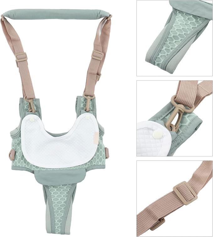 Baby Walking Harnesses, Lightweight Adjustable Detachable Crotch Pad Handheld Toddler Walk Assistant Belt Adjustable Standing Up and Walking Learning Helper for 8‑24M(Mint Blue-Profile Mesh)