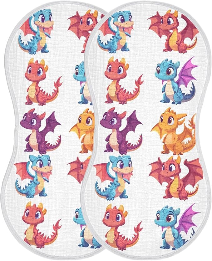 vvfelixl Cute Little Dragons Burp Cloths for Baby Boy Girls Baby Washcloths Burp Rags 1 Pack