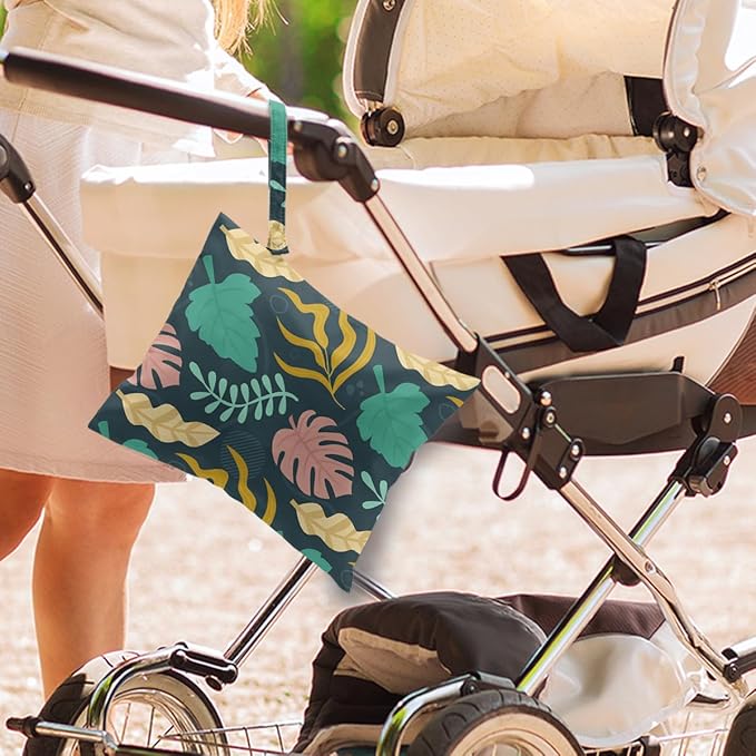 Wet Dry Wet Bag for Swimsuit Towel Baby Travel Cloth Diapers Beach Gym Toiletries Makeup Storage Bag Summer Vacation Essential Holiday Tropical Palm Leaf