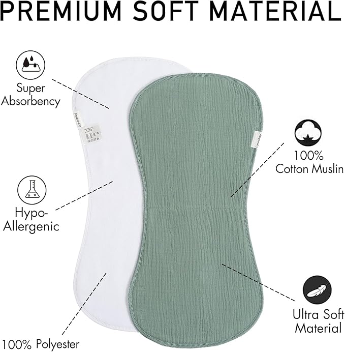 Muslin Burp Cloths for Baby,Organic Burping Cloths for Babies Boys Girls,Spit Up Rags Extra Soft and Absorbent 10 Pack