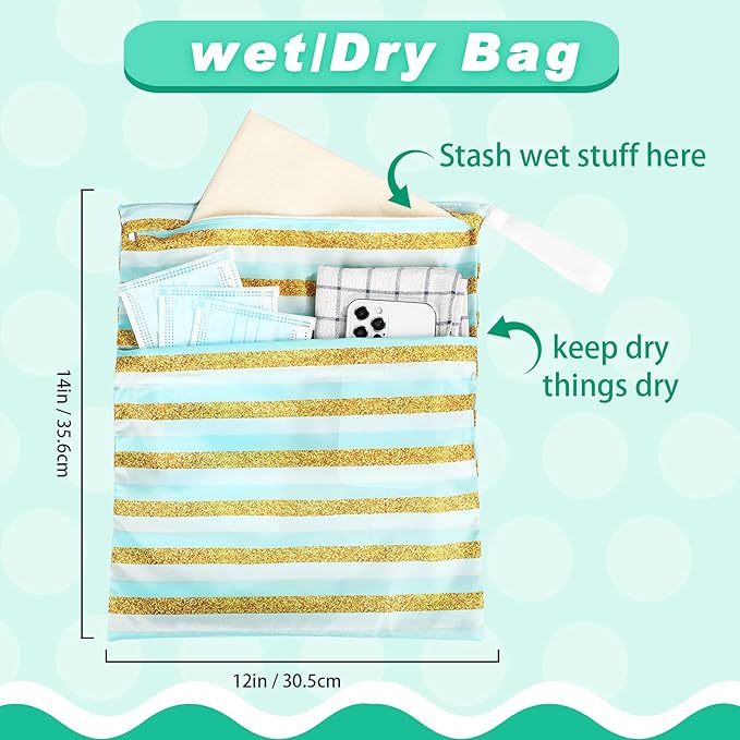 Frienda 4 Pieces Cloth Diaper Wet Dry Bag, Waterproof Reusable Washable Bag for Baby Items and Travel Zippered Pockets with Handle, Beach, Swimsuit, Dirty Gym Clothes and Toiletries(Tropical)