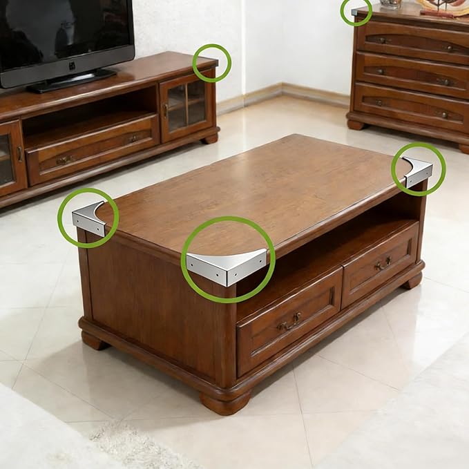 4Pcs Box Corner Protector, glrovazas Decorative Metal Corner Protectors Silver Corner Covers Edge Safety Bumpers for Box Table Desk, Furniture Corner Cover Guard Corner Furniture Hardware
