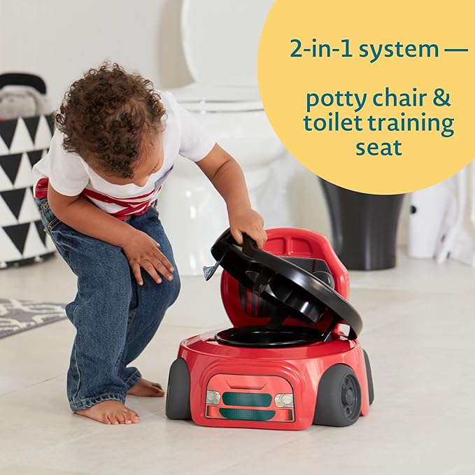 The First Years Training Wheels Racer Potty Training Toilet - Race Car-Training Potty - Includes Detachable Toddler Toilet Seat and Kids-Potty - Ages 18 Months and Up,(Pack of 2)