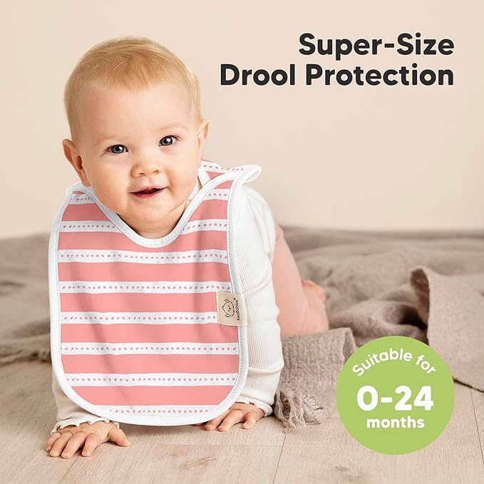 KeaBabies 8-Pack Bibs for Baby Girl, Boy - Pullover Large Baby Bibs for Drooling and Teething Infant, Newborn,Soft & Absorbent Organic Cotton,Long Torso Coverage Keep Toddler Clean & Dry(Sweet Charm)