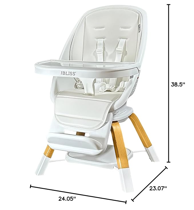 TruBliss Turn-A-Tot High Chair for Babies and Toddlers, 2 in 1 Wooden Portable Baby Feeder or Adjustable Child's Seat with 360 Degree Swivel, Removable Tray, and Pad (Cream)