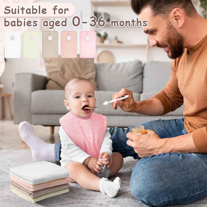 Hercicy Full Coverage Pullover Toddler Baby Bibs Terry Cloth Bibs with Snap Button for 0-4 Years Unisex Feeding Drooling