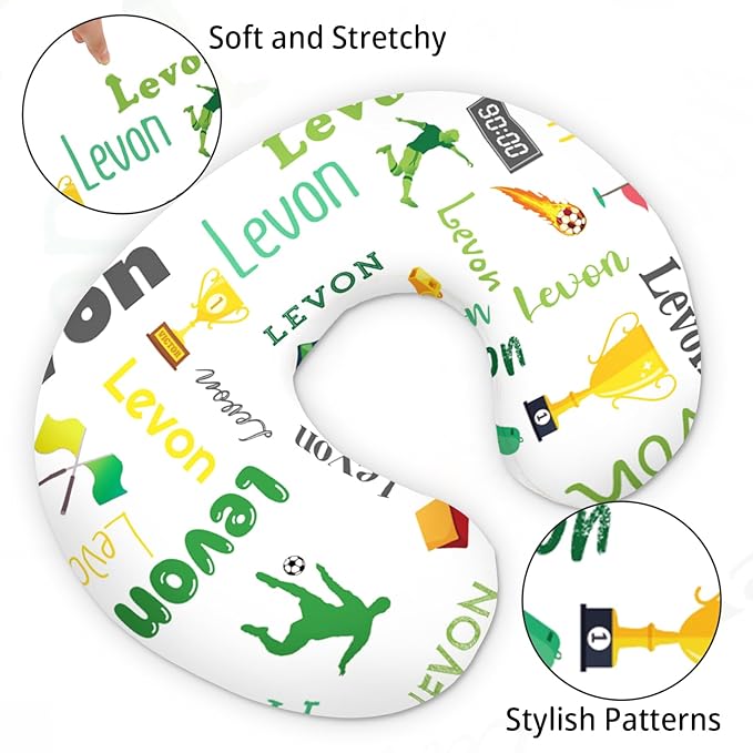 Baby Nursing Pillow Cover - Personalized Name Sport Theme Breastfeeding U-Shaped for Bottle Feeding, Ultra Soft Comfortable Breastfeeding Pillow Cover for Infant Baby Boys and Girls