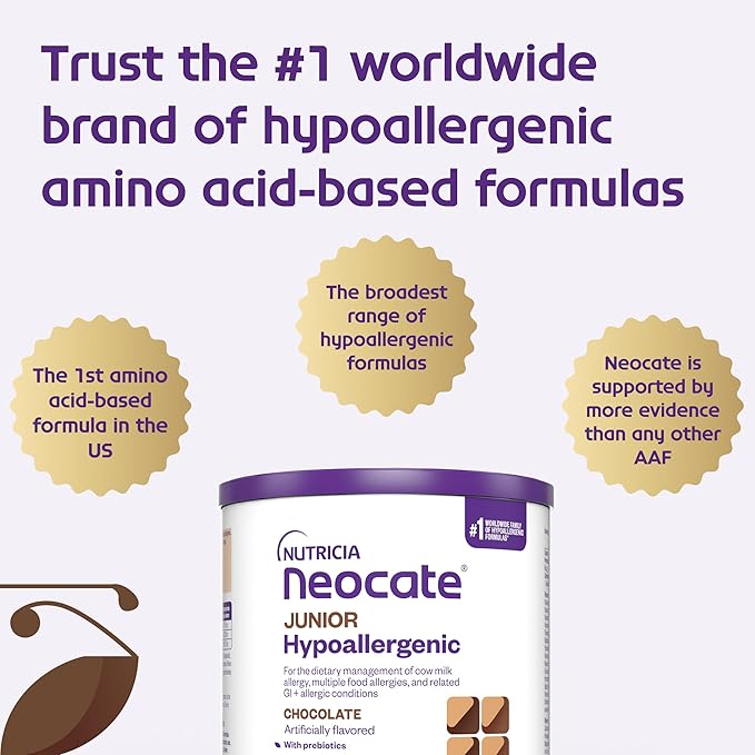 Neocate Junior - 1+ years - Hypoallergenic Toddler Formula for Food Allergy Relief - Nutritionally Complete Dairy Free Formula - Chocolate, 14.1 oz