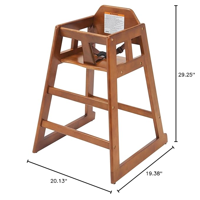 Winco Solid Wood Commercial Grade Stackable High Chair for Restaurant & Home, Walnut