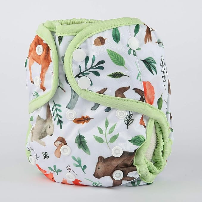 Baby Diaper Cover Nappy One Size 10lbs to 36lbs (Watercolour Animals)