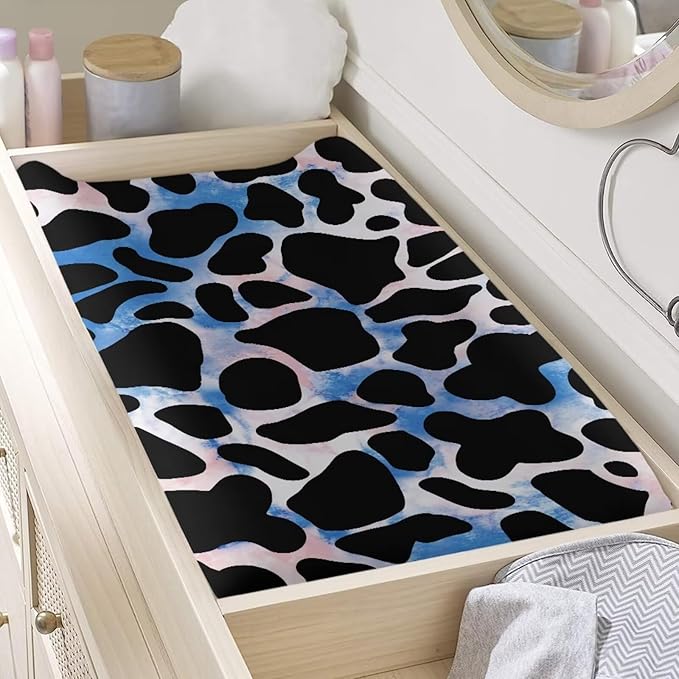 Cow Tie Dye Changing Pad Cover for Baby Girls Boys Comfort Diaper Change Table Pad Covers Soft Changing Pad Sheets