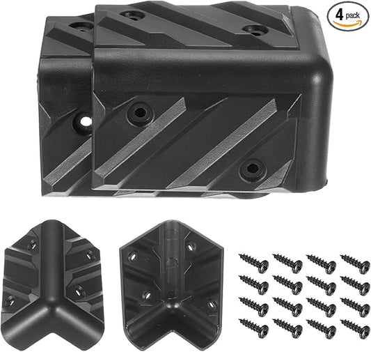 MECCANIXITY 4 Pcs Speaker Cabinet Corners Protector 48x48x80mm Plastic Stackable Guard Wrap Angle Case Edge Box Protection with 16 Pcs Installation Screw for Stage DJ Audio Sound Case
