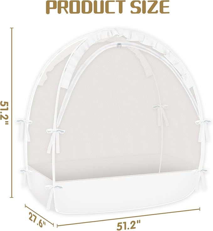 Crib Tent to Keep Baby from Climbing Out, Crib Net to Keep Baby in - Mesh Climbing Prevention, Pop Up Tent with Two-Way Self-Locking Metal Zipper (White, Large)