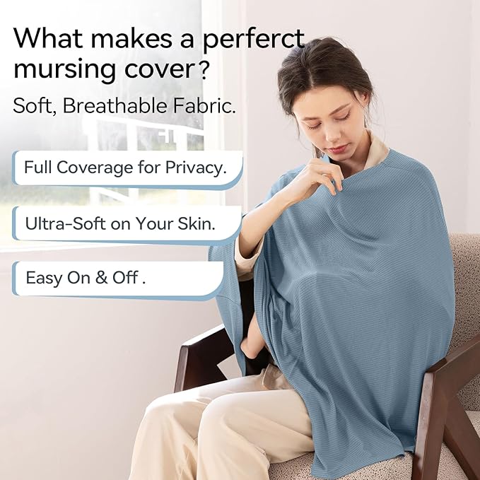 BubblePanda Rayon Made from Bamboo Nursing Cover for Baby Breastfeeding,360° Full Privacy Soft & Breathable Breastfeeding Covers Up for Women,Machine Washable Nursing Shawl,Stretchy Carseat Cover