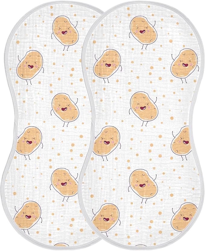 vvfelixl Muslin Burp Cloths Kawaii Potatoes Baby Washcloths for Baby Girl Boys 2 Pack