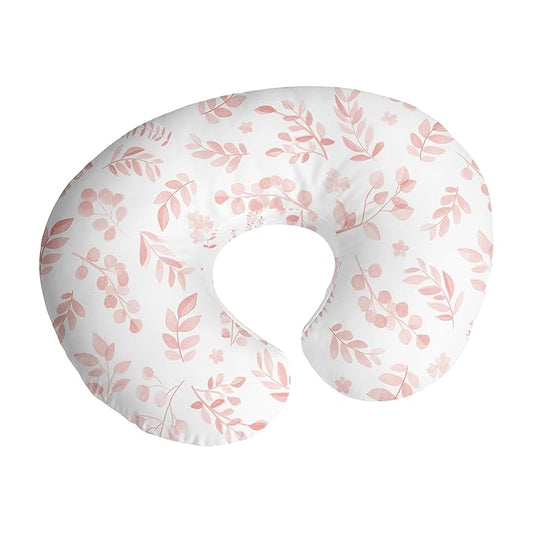 Sweet Jojo Designs Blush Pink White Floral Leaf Girl Nursing Pillow Cover Baby Breastfeeding Slipcover Infant Newborn Nursery Bottle Breast Feeding Pillowcase (Pillow NOT Included) Bohemian Watercolor