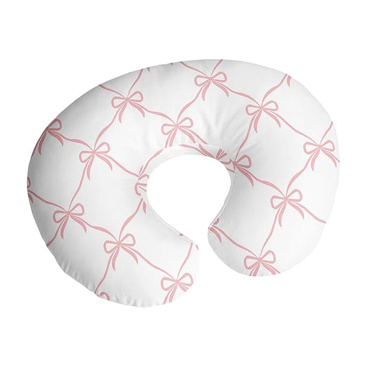 Sweet Jojo Designs Baby Nursing Pillow Cover (Pink Bows) for Girls, Infant/Newborn Nursery, Bottle Breastfeeding Slipcover, Breast Feeding Pillowcase - Pillow NOT Included (for Ballerina Collection)