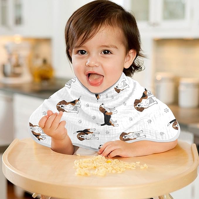 2 Pack Muslin Burp Cloths Beagle Dogs Paw White Cotton Baby Burp Cloths Extra Absorbent and Soft Spit Up Rags for Baby Boys Girls 22x11 Inch