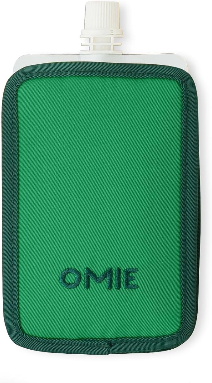 Omie OmieChill | Travel Food Pouch Cooler | Fits Standard 3.5-4 oz Food Pouches | 100% Nylon Sleeve with Freezable Pack (Green)