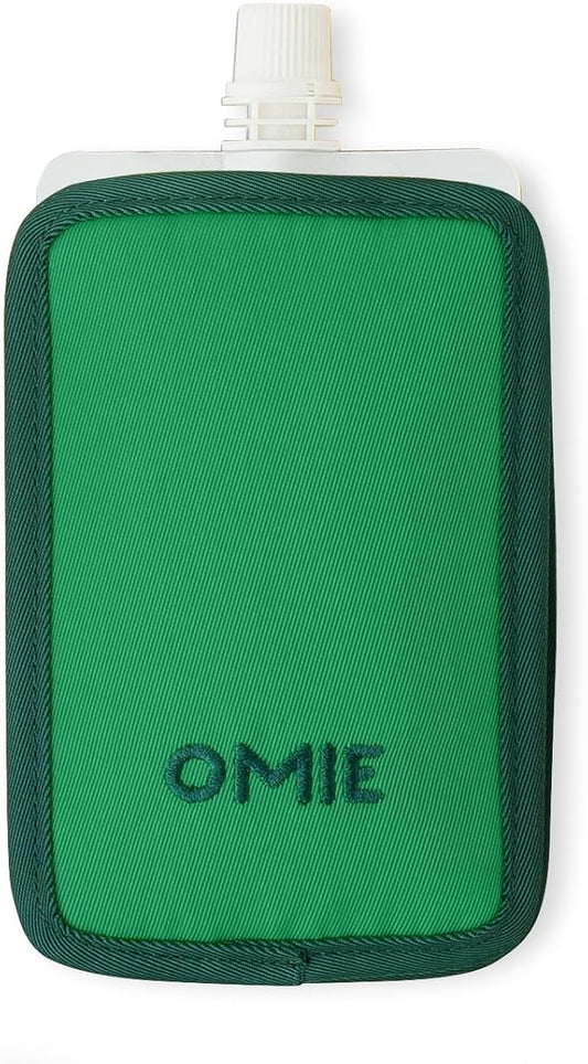 Omie OmieChill | Travel Food Pouch Cooler | Fits Standard 3.5-4 oz Food Pouches | 100% Nylon Sleeve with Freezable Pack (Green)