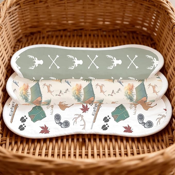 5 Pack Camo Baby Burp Cloths for Boys Girls, Soft Cotton, Mallard Duck&Hunting Theme Design, Super Absorbent Baby Burping Cloths for Newborns, Machine Washable and Reusable Baby Spit-Up Cloths