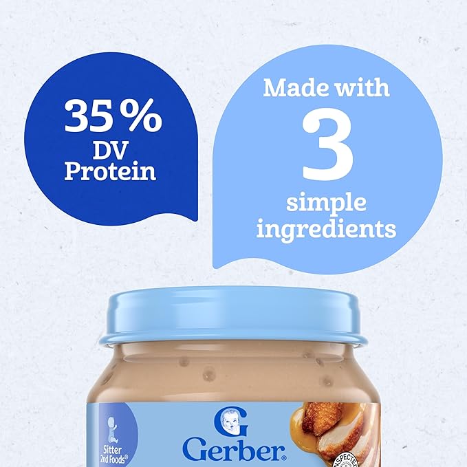 Gerber Stage 2, Chicken and Gravy Jar, Baby Food, Mealtime Poultry Puree