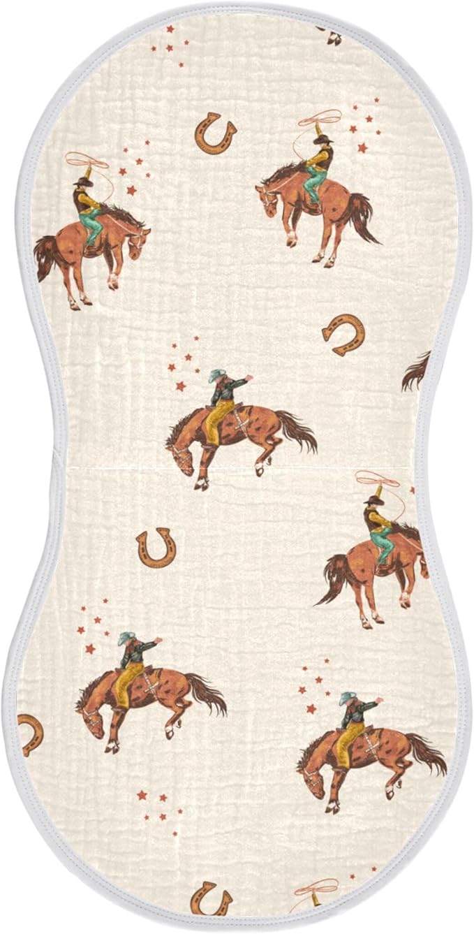 Farm Western Cowboys Burp Cloths Baby Boys Girls Absorbent Soft Cotton Burping Cloths Rags, 1 Pack