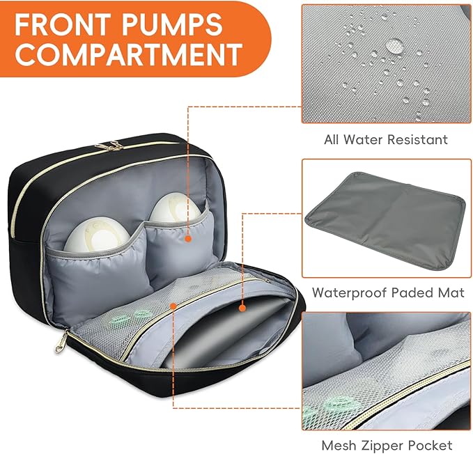 LIVEAGAIN Wearable Breastmilk Bag with Ice Pack Fits for Elvie Hands-Free Pumps and Medela Pump in Style, Portable Pump Carrying Case for for Daycare, Work, and Travel (Bag Only) (Black)
