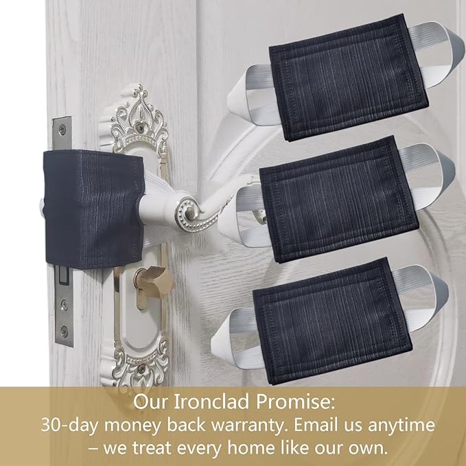 Baby Proof Door Silencer & Cloth Latch Cover, Quiet Close Anti-Slam Pads to Prevent Slamming and Accidental Locking, for Nursery and Toddler Safety (3, Dark Gray, 4.1 * 3.1 inches)