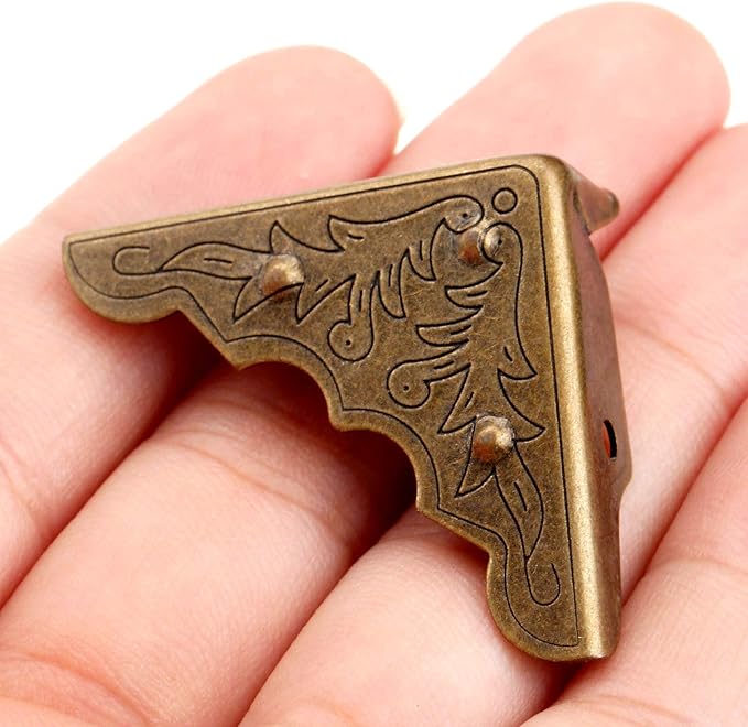 16Pcs Antique Brass Jewelry Box Corner Chest Corner Protector Guard Edge Cover-1.26"x1.26"x0.43"