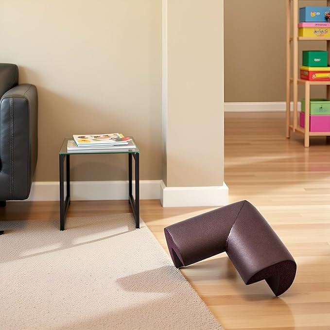 4Pcs Table Corner Protectors Edge Guards Baby, Furniture Safety Corner Edge Bumper Guard, Desk Table Corner Cushion Safe for Baby Crawling (Brown)