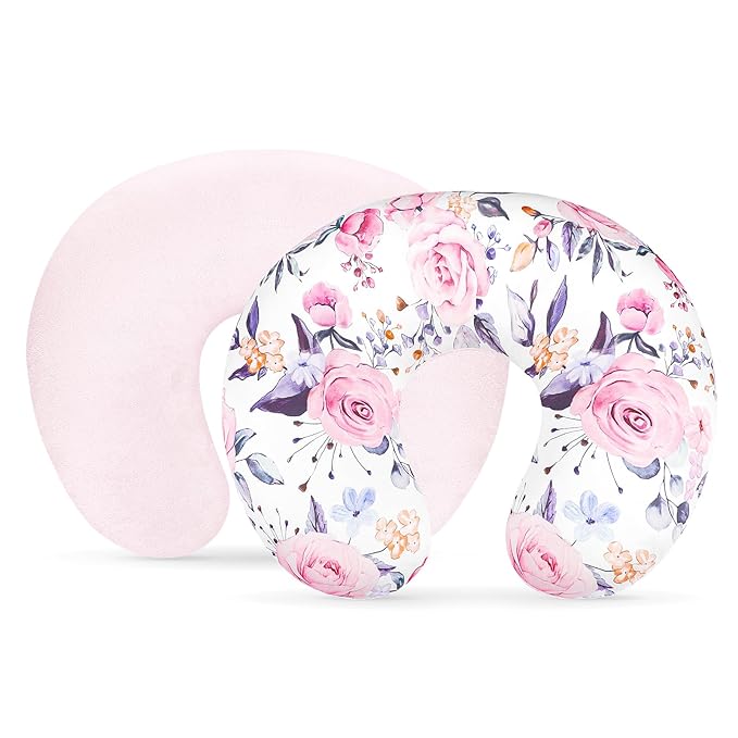 Nursing Pillow Cover 1 Pack, Minky Removable Nursing Pillowcase for Breastfeeding Pillows, Reversible Feeding Slipcover for Baby Boys/Girls, Super Soft Comfortable (Stylish Floral)