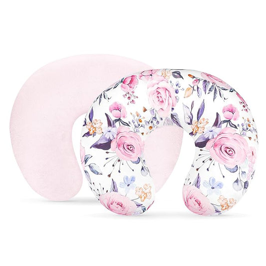 Nursing Pillow Cover 1 Pack, Minky Removable Nursing Pillowcase for Breastfeeding Pillows, Reversible Feeding Slipcover for Baby Boys/Girls, Super Soft Comfortable (Stylish Floral)
