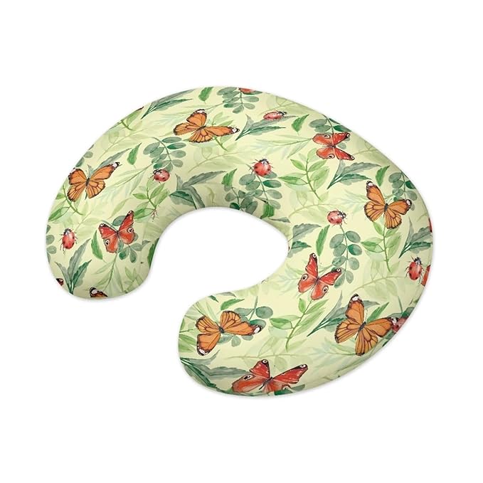 Butterfly Leave Nursing Pillow Cover Slipcover for Breastfeeding Pillows, Soft and Comfortable Fits On Standard Infant Nursing Pillows Soft Fabric Fits Snug On Infant