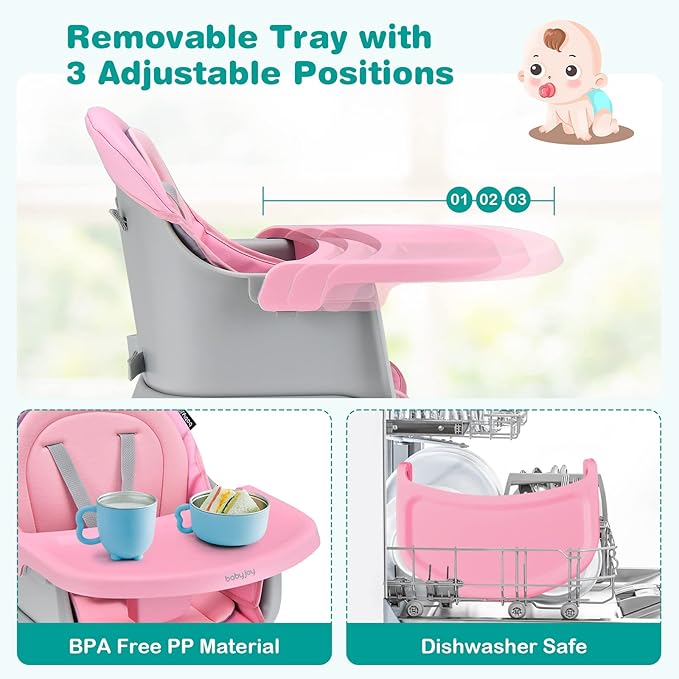 GLACER Convertible High Chair - 8 in 1 Adjustable Baby High Chair w/Removable Tray, Dual Cushions, Activity Table and Chair Set, Booster Seat, Stool, High Chairs for Babies and Toddlers