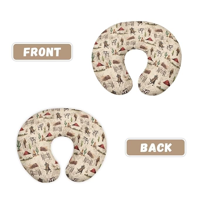 Baby Nursing Pillow Cover Western Horse Cactus Printed Soft Breastfeeding Pillow Cover for Newborn Infant, Soft Comfy Nursery Bottle Pillowcases Nursing Pillow Slipcover for Boys Girls