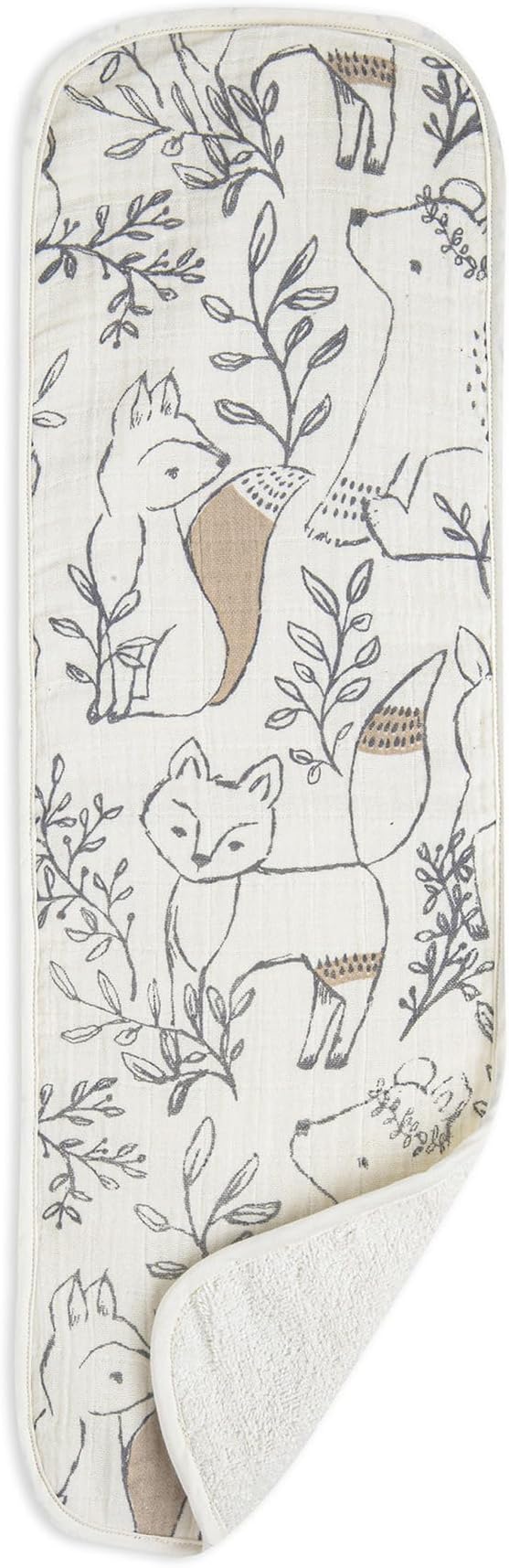 Crane Baby Muslin Baby Burp Cloths, Lightweight Absorbent Burp Cloth, Woodland Animal, Set of 3, 7" x 20", Newborn Baby Essentials, Burp Cloths Baby Boy, Burp Cloths Baby Girl, Baby Newborn Essentials
