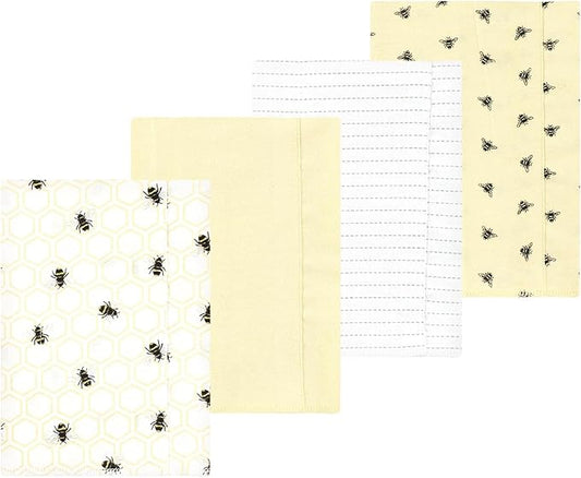 Luvable Friends Hudson Baby Flannel Burp Cloths 4pk, Golden Bees