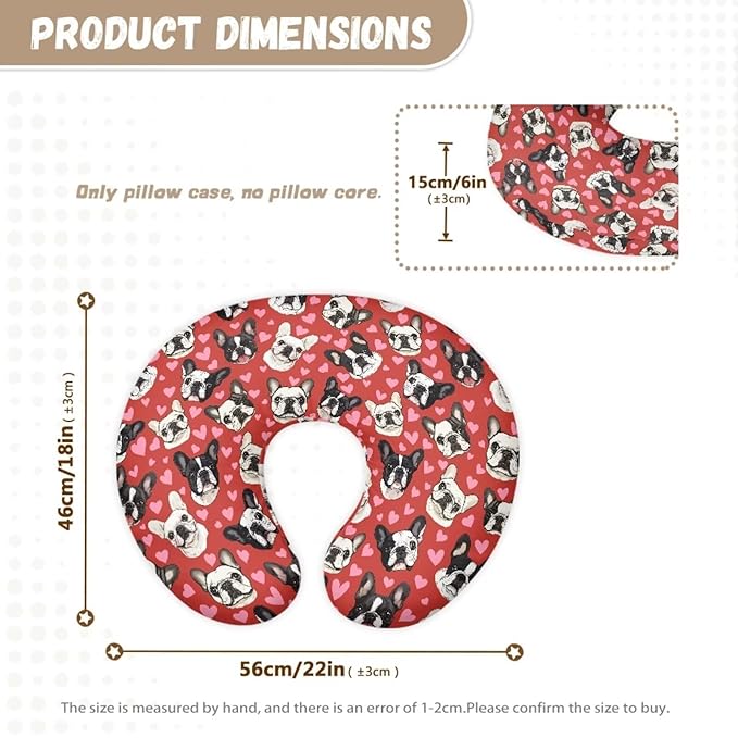 Jeiento Red Love Heart French Bulldog Nursing Pillow Covers Soft and Comfortable Nursing Cover for Breastfeeding Pillow