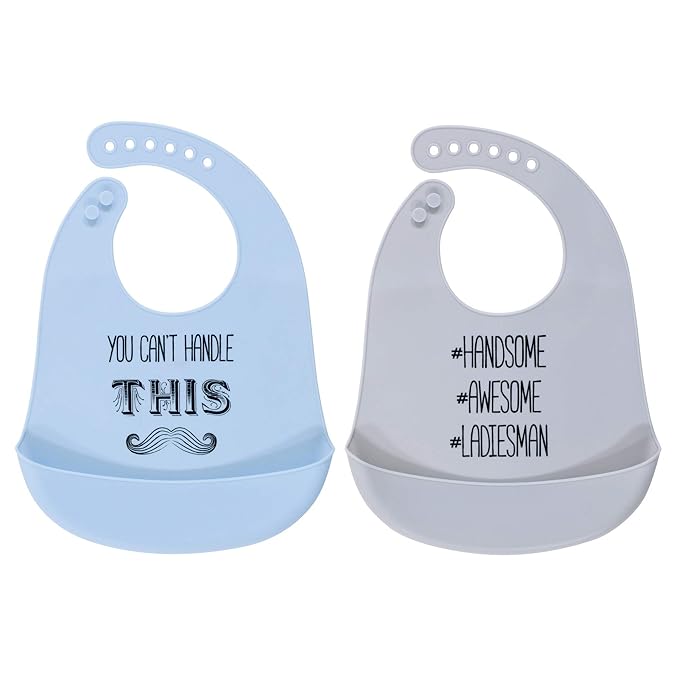 Hudson Baby Unisex Baby Silicone Bibs, Mustache, One Size