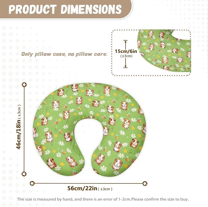 Guinea Pig Nursing Pillow Cover for Newborn U-Shaped Nursing Slipcover Breastfeeding Pillow Case Hidden Zipper Design Soft and Skin-Friendly
